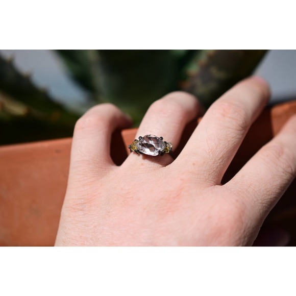 Custom yellow Montana sapphire ring raw clear quartz size 4 5 6 7 8 9 10… - Picture 6 of 9